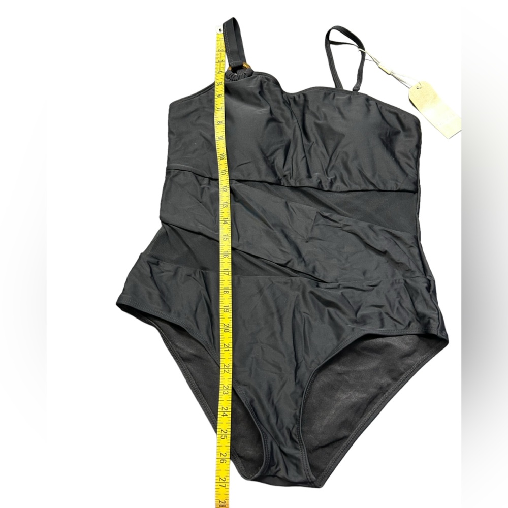HEYTALALA womens black one piece swimsuit w mesh panel middle size XL NWT - Picture 7 of 7